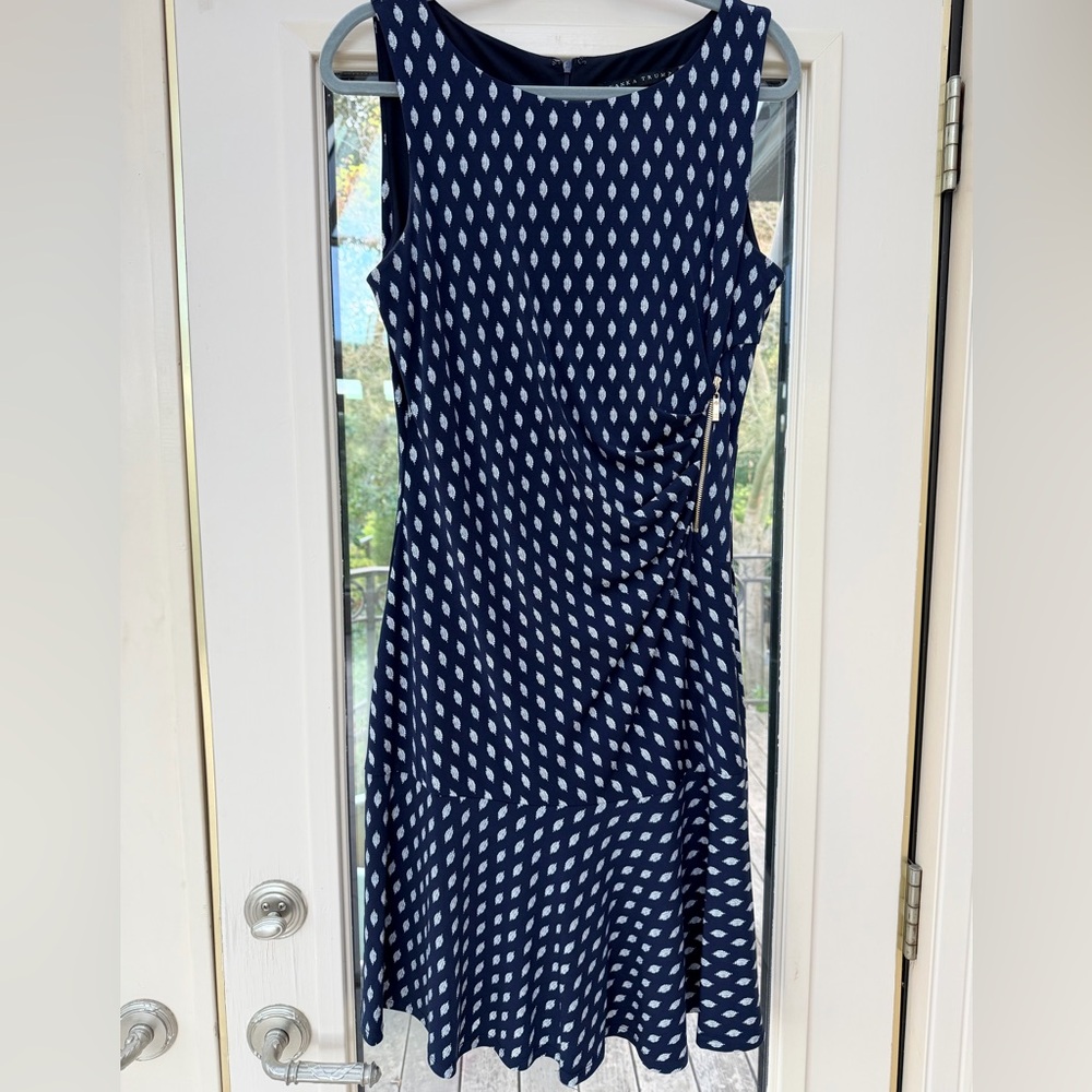 Ivanka Trump Asymmetrical Navy and White Dress